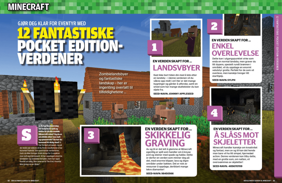 Minecraft: Gjør deg klar for eventyr med 12 fantastiske Pocket Edition-verdener., oppslag