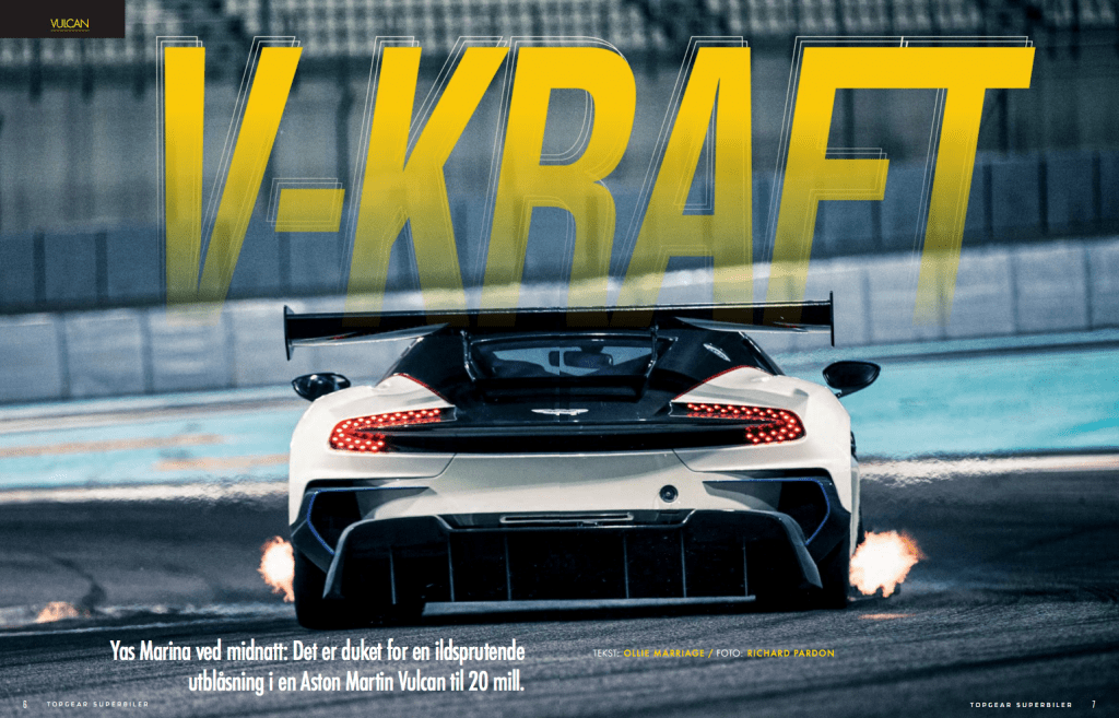 V-kraft med Aston Martin, oppslag